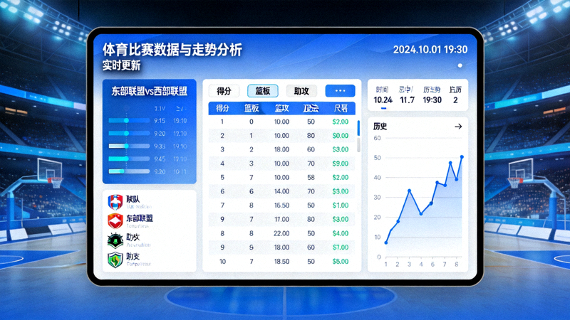 屏幕上呈现的体育比赛数据图表与走势分析界面