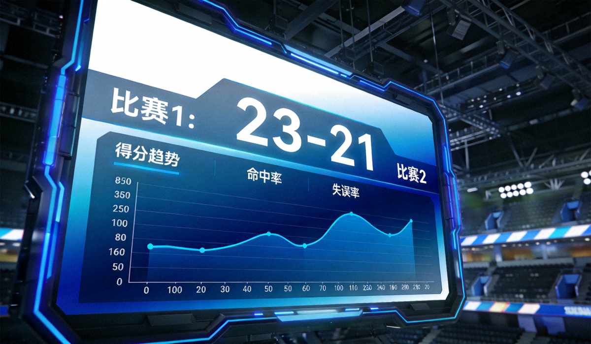 体育数据中心大屏展示全赛事实时比分与统计曲线
